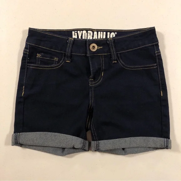 Hydraulic Jeans Junior’s Stretch Dark Blue Cuffed Denim Shorts size 1/2