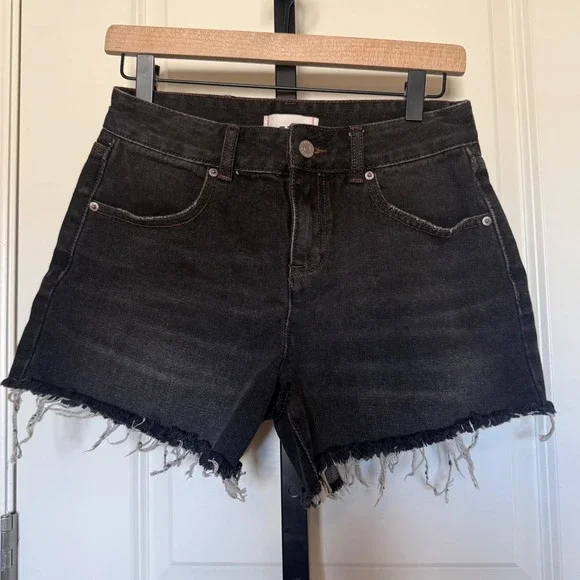 BDG Urban Outfitters A-Line Cutoff Denim‎ Short Black Frayed Hem Size 26