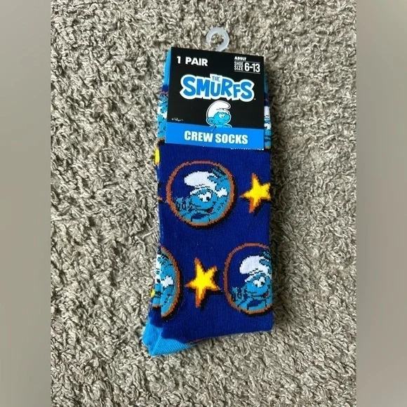 ✨ NWT Smurfs funky Blue Crew Socks