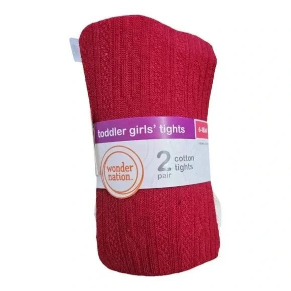 6-18M Red and White Toddler Tights Set of 2