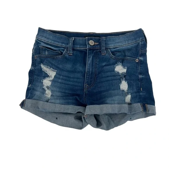 Express Shortie High Rise Distressed Cuffed Hem Jean Shorts Size 2 Women’s