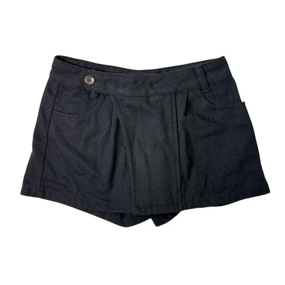 Noname Made in Korea Black Wrap Front Skort Mini Skirt Shorts Sz M K-Fashion