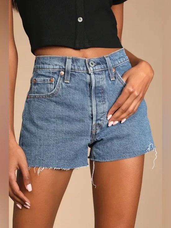 Levi's 501 Original High Rise - Medium Wash - Cutoff Denim Shorts - Size 30 NWOT