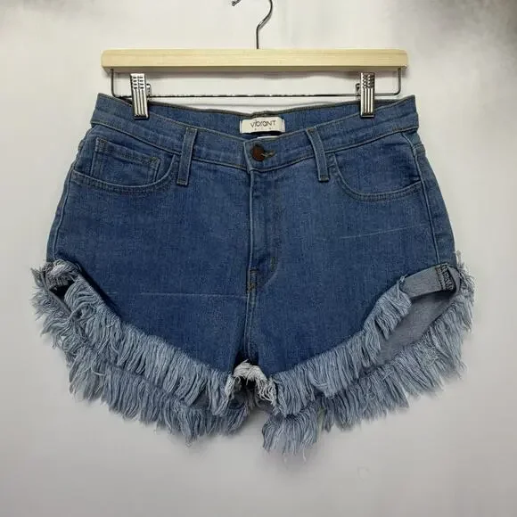 Vibrant‎ MIU Shorts Juniors Size Large Blue Denim Stretch High Rise S1298