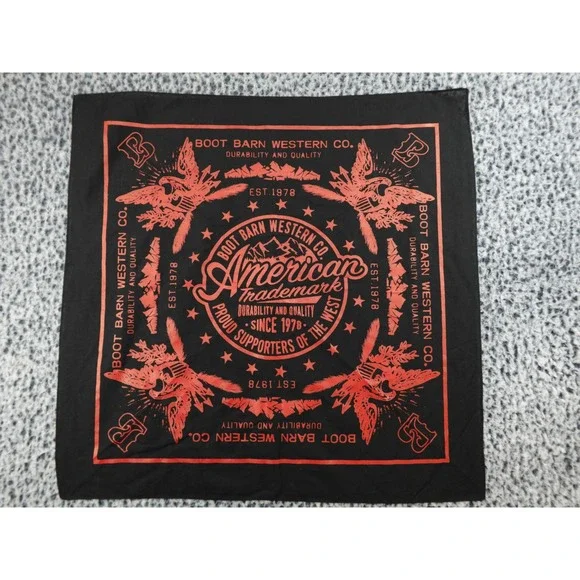 Boot Barn Western Co Bandana Black Red Eagle American Trademark Graphic OS