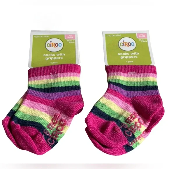 Infant Circo Vibrant Striped Ankle Socks Set of 2‎ Age 0-6 months