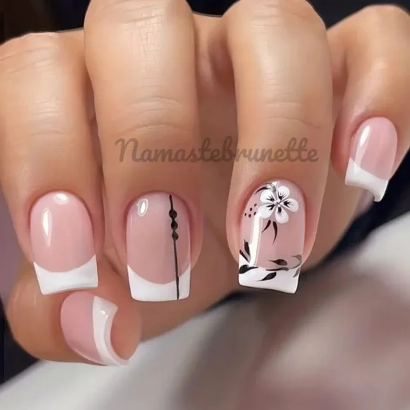 2/$16 Floral French Manicure Press On Nails