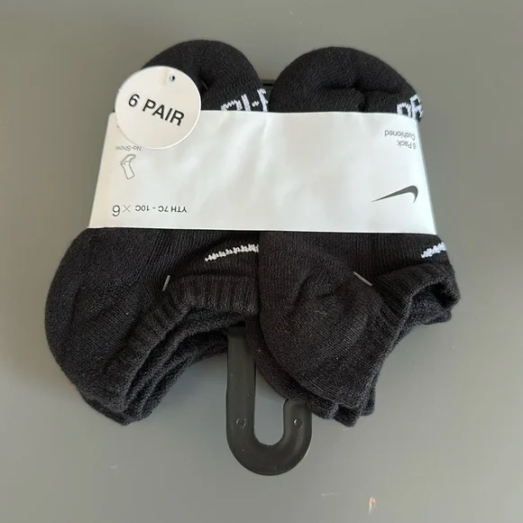 2 Pack / 12 Socks - Nike Little Kids No-Show Black Socks