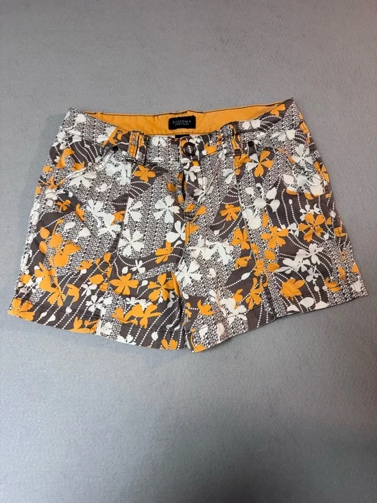 Sonoma Orange, White & Gray Floral Cotton Shorts