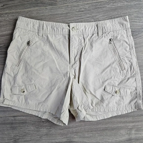 Columbia Womens Beige Ripstop Cotton Cargo Utility Hiking Shorts Size 12
