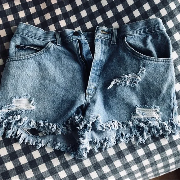 Lee Hand-made distressed denim shorts