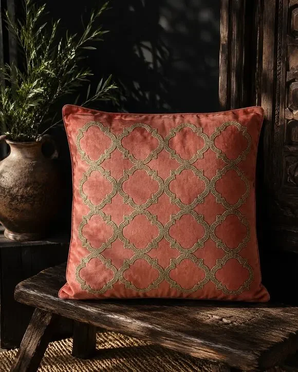 Vintage Pier 1 Pillow Cover Geometric Rust 18