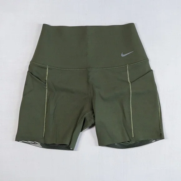 Nike Universa Dri-FIT Biker Shorts Women Small Olive Green High Rise FN3151-325