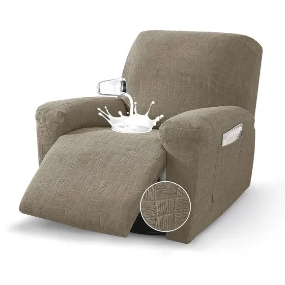 Waterproof Recliner Chair Cover 3 Pieces, Washable Lazy Boy Slipcover w/ Pockets