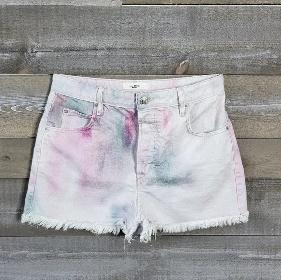 Isabel ÉTOILE Marant Lesiabb Tie-Dye Pattern Frayed Hem Shorts