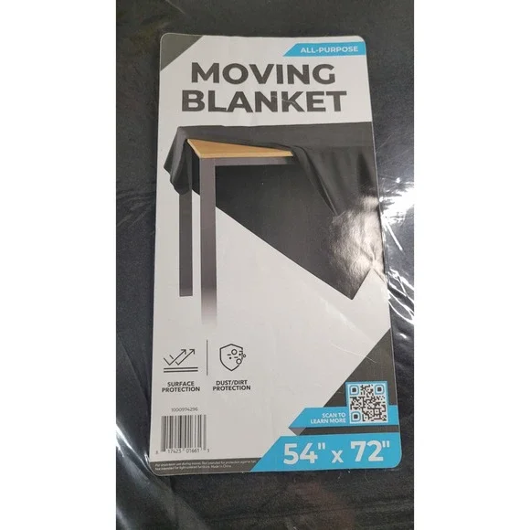 All-Purpose Moving Blanket Surface Protection 54 x 72 Black Furniture Cover