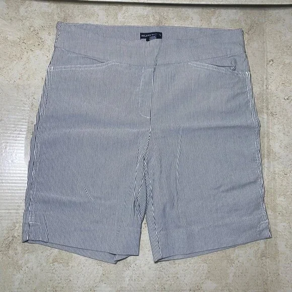 Hilary Radley Womens Striped Shorts L - Casual Comfort Stylish Easy‎ Pull On
