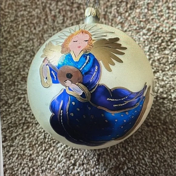 VTG 1998 Pier 1 Angel Hand Painted Christmas Ornament Artist Signed Lelle