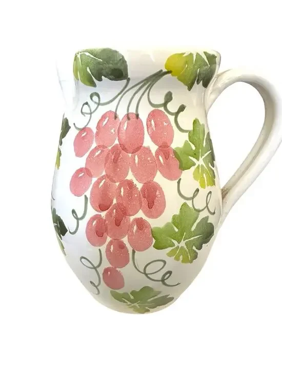 Vintage Pier 1 Earthenware Lemonade Ice Tea Pitcher Jug with Handle