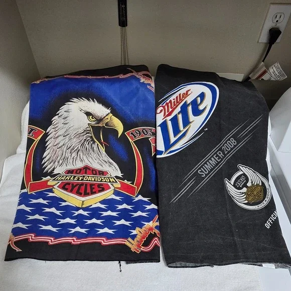 VTG Harley Davidson‎ Handkerchief Bandana 21x21 Eagle Flag + Miller Lite Bandana