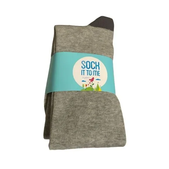 Primary Kids Knee Socks L 2 Pairs Heather Gray Twee Uniform School Twee Coquette