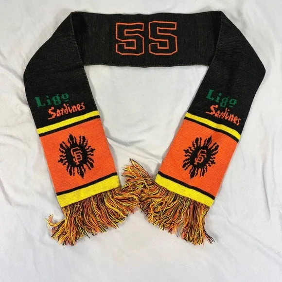 San Francisco Giants Ligo Sardines Tim Lincecum 55 Knit Scarf Baseball Fringe‎