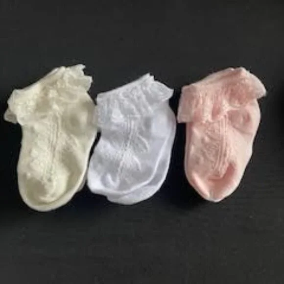 EPEIUS Baby-Girls Eyelet Frilly Lace Socks – Size 1-2T – NWT/Like New