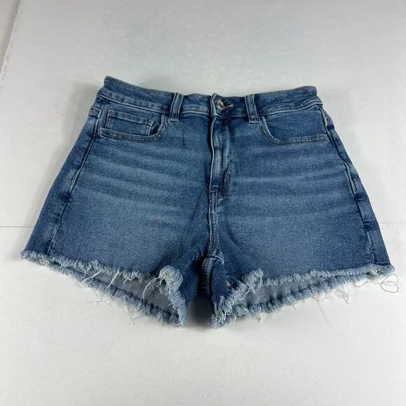 American Eagle Shorts Women's 27* Mom Mid Rise Blue Cut Off Stretch Denim Tag 4