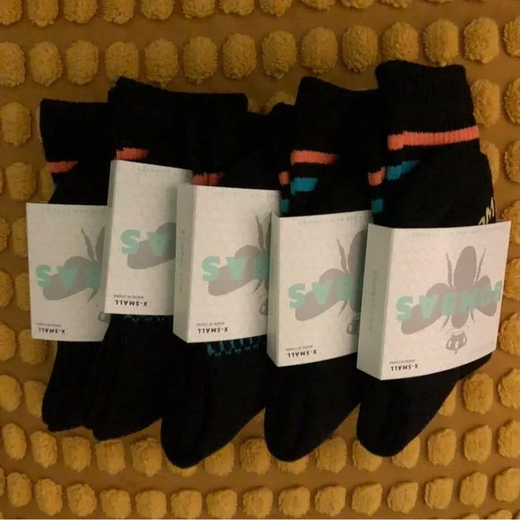 NWT Bombas black crew socks XS 5 pair