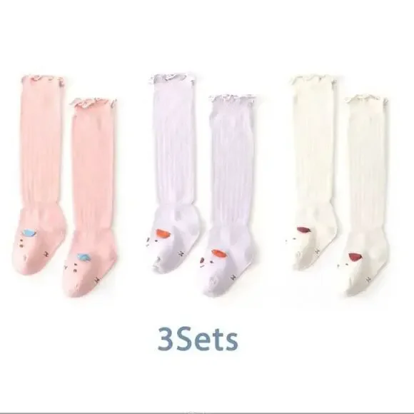 New 3 pair high knee socks toddler girl 1-3 years