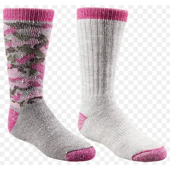 NWT Red Head Camo Cub Youth Socks X-Small Wool Blend Pink Gray 2 Pair New