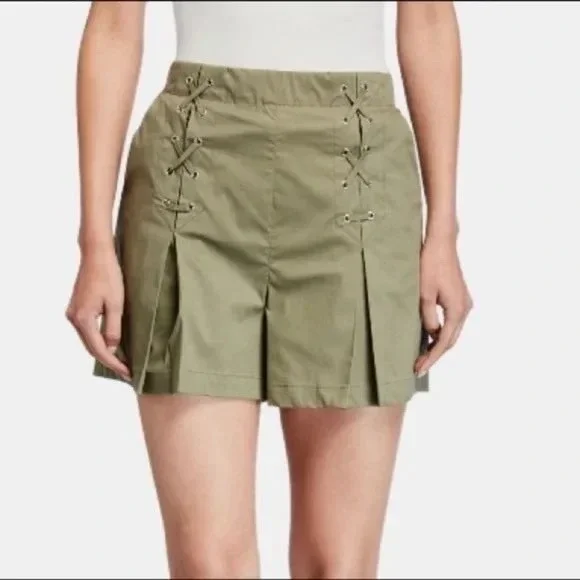 Laundry by Shelli Segal Olive Green Pleated Lace Up Skorts‎ - Women's