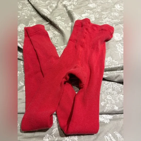 Three pair girls cotton tights Crewcuts Hanna Andersson red ivory 10/12 navy cat