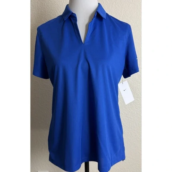 Nike Golf Dri FIT Micro Pique Shirt Large Womens Royal Blue Brand New
