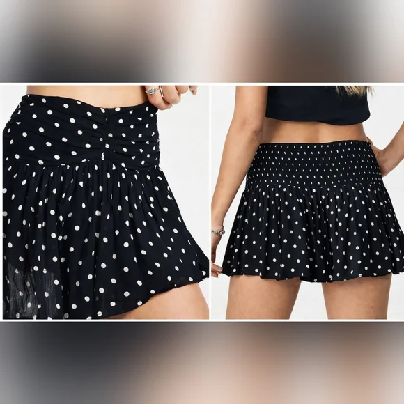 Free People We The Free Polka Dot Boho Smocked Shorts Flowy Mini Festival
