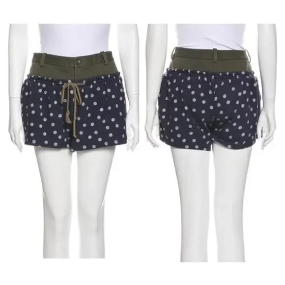 THAKOON ADDITION Mixed Fabric‎ Polka Dot Shorts Women's XS