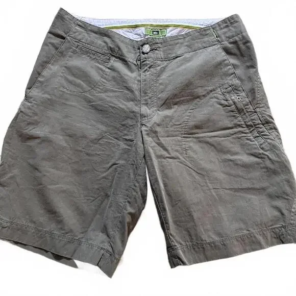 REI Cotton/Nylon  Khaki Green Shorts Zip Pocket Womens‎ SZ S Hiking  GorpCore