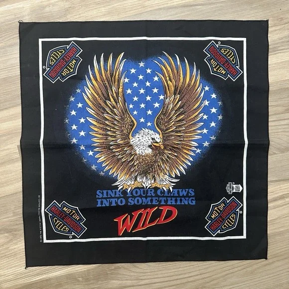 Vintage Harley Davidson Sink Your Claws Into Something Wild Bandana Handkerchief