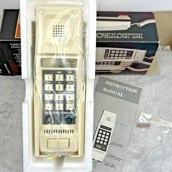 Vintage 80's‎ Electro-Phone Corded Wall Mount Push Button New Deadstock Retro