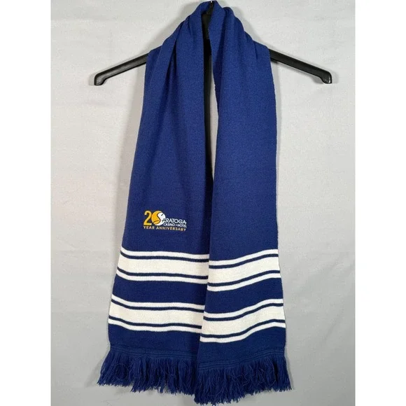 Saratoga Casino Hotel Scarf‎ NWOT Blue 20 Year Anniversary Embroidered Patch