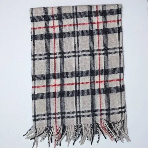 NWT John Hanly 100% Extra Fine Merino Wool Scarf Rectangle Plaid Soft Ireland