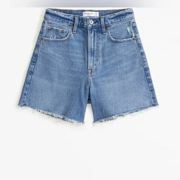 Abercrombie & Fitch The Dad Shorts High Rise 5” Jean Shorts  Distressed