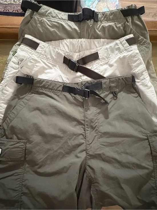 THREE REI Women S Shorts Nylon Belted Hiking Hike Swim Outdoors Green Gray UPF