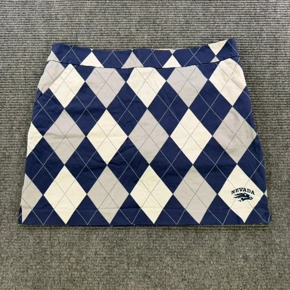 Loudmouth Ladies Golf Skort Women 16 Nevada Wolf Pack Argyle Navy White Grey‎