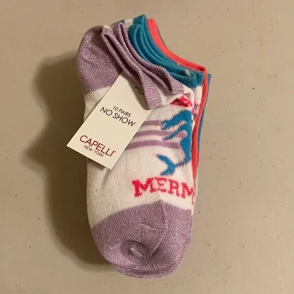 Capelli S/M mermaid theme No Show Socks 10 pack