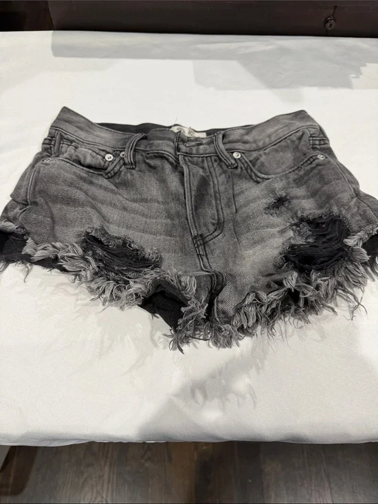 We The Free Black Washed Distressed Jean Shorts