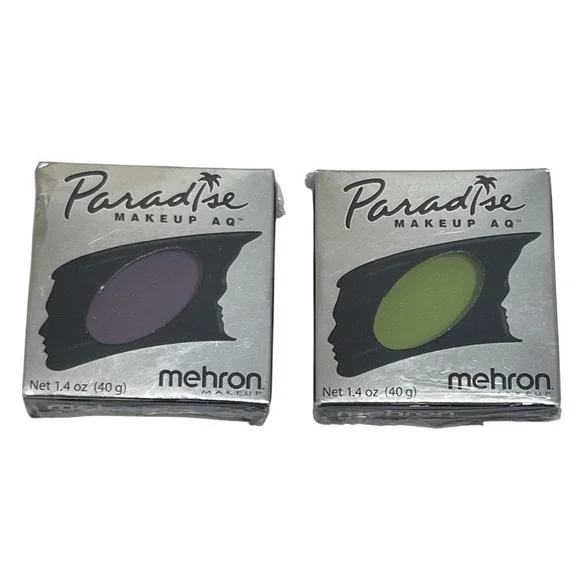 2 Mehron Makeup Paradise Makeup AQ Face & Body Paint - 1.4 oz - Mauve & Lime NEW