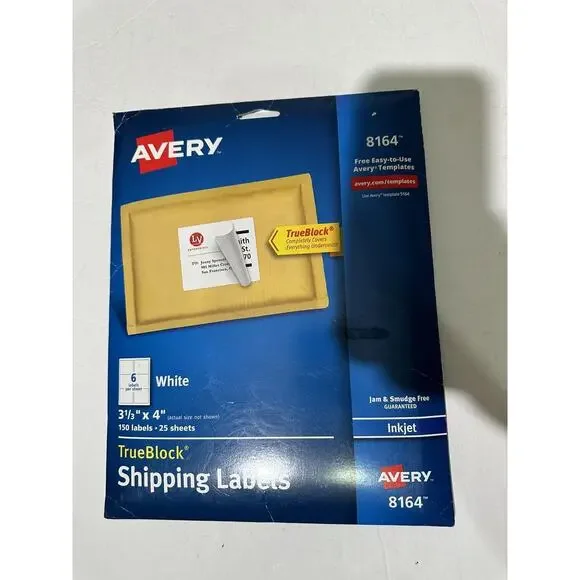 Open 49 Sheets Avery Inkjet Shipping Labels‎ 3-1/3