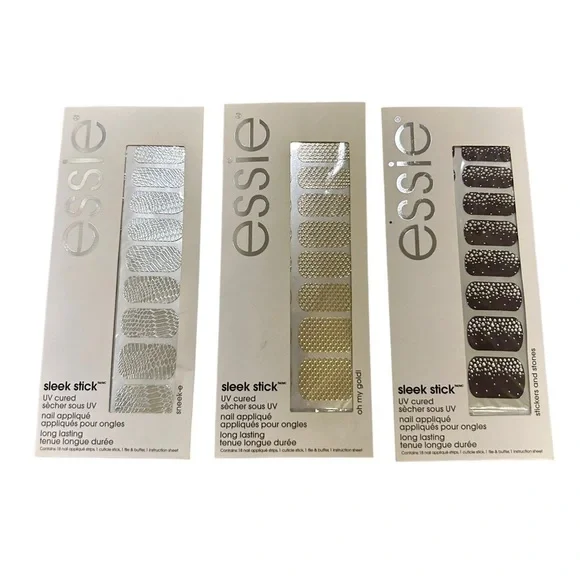 Essie Nail Stickers Sleek Stick UV Cured Appliqués Lot of 3
