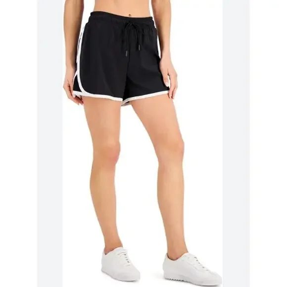 Ideology Women’s Running Shorts Plus Size 1X Athletic Workout Black White NWT